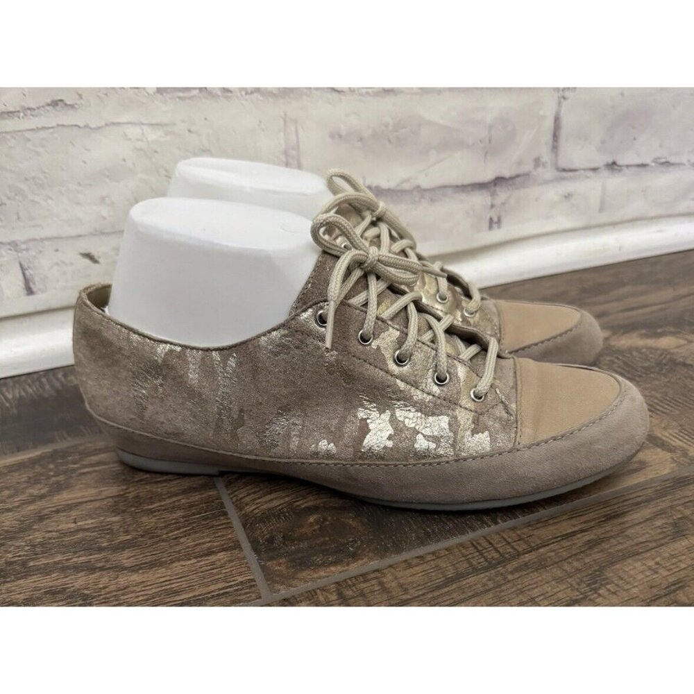 Munro American 9M Petra Taupe Camouflaged Walking Shoe Sneaker Comfort Suede‎